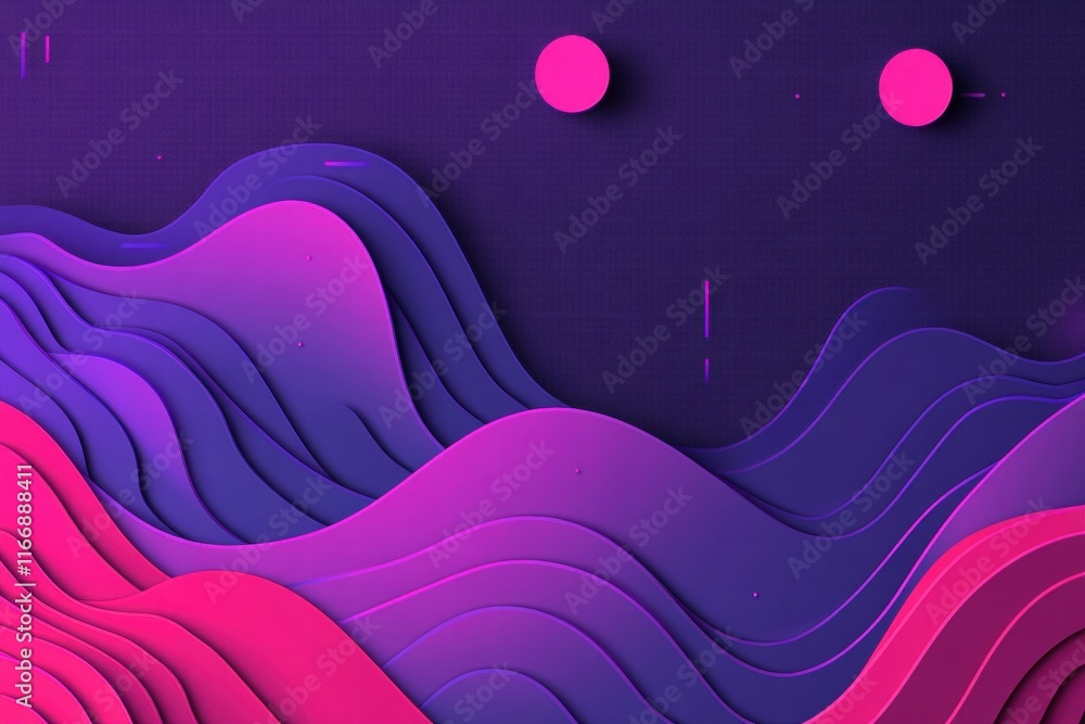 Wall mural Abstract Purple and Pink Wave Background