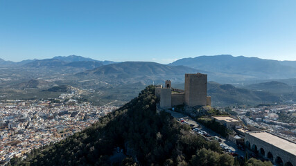 Castillo de santa Catalina y la ciudad de Jaén de fondo, Andalucía