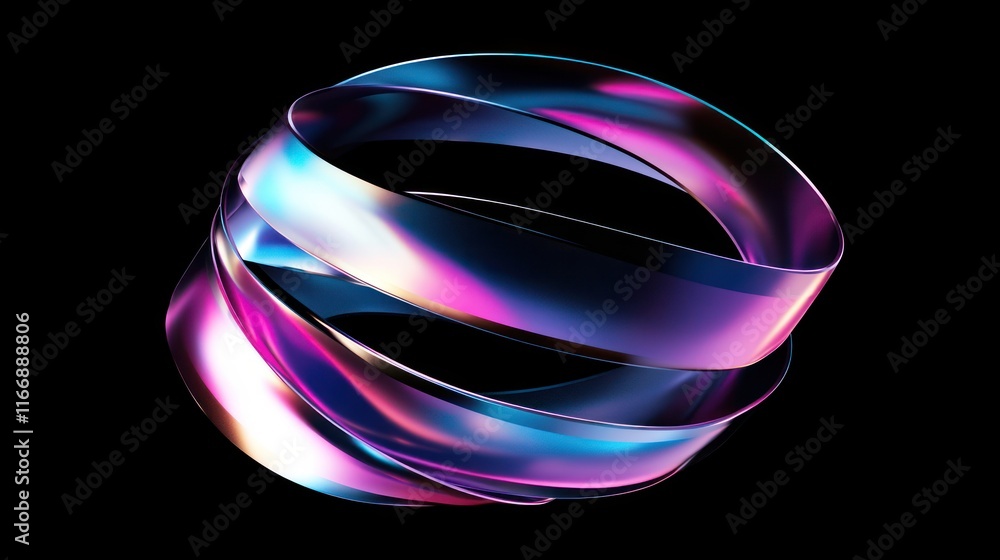 Aufkleber Abstract iridescent ribbons swirl in a dynamic form