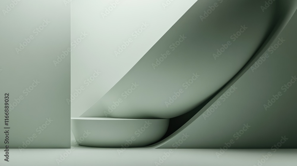Poster abstract green forms minimalist modern design