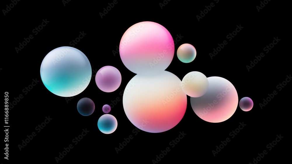 Poster abstract colorful spheres floating in space