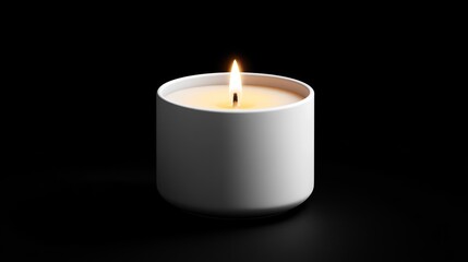 A Single Lit White Candle in a Dark Room