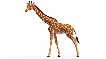 Naklejka premium A cartoon giraffe with a long neck and spotted coat.