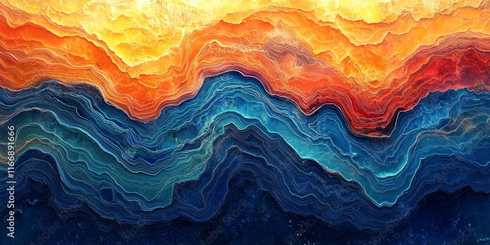 Poster glitch patterns ripple into surreal glowing dynamic abstract textures., generative ai