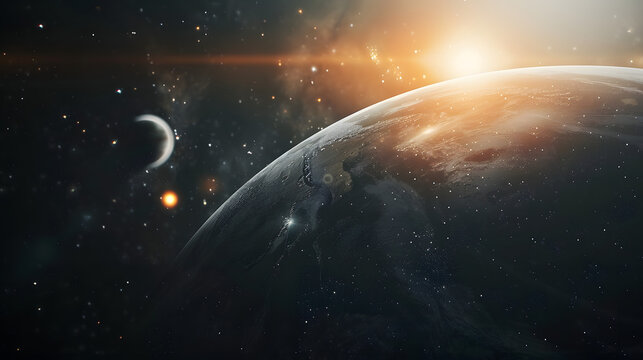 Deep space beauty. Planet orbit