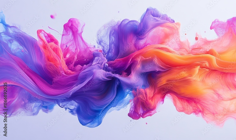 Poster brushstrokes dissolve into vibrant dynamic abstract forms., generative ai