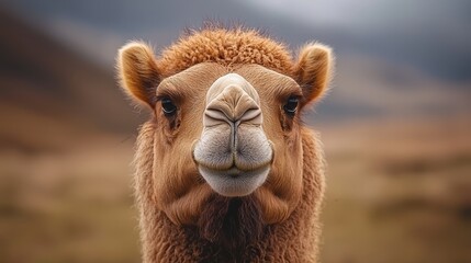 Obraz premium A close up of a camel's face in the desert