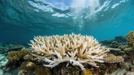 Bleached Coral Reef Underwater Ocean Scene