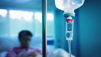 Close-Up of Intravenous (IV) Drip in Medical Setting