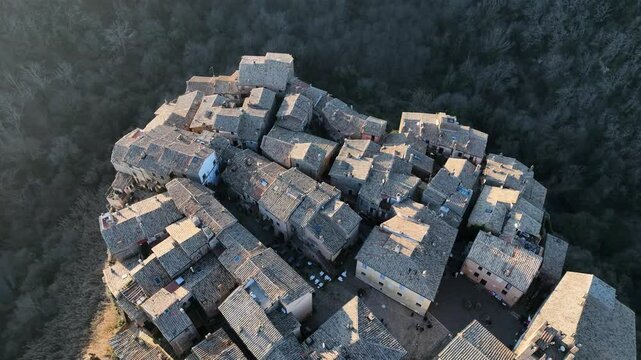 The medieval village of Calcata built on a tuff mountain. Lazio, Italy.
Aerial view of the tuff houses of the characteristic village of Calcata in the province of Viterbo near Rome.