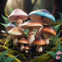 mushrooms in the forest