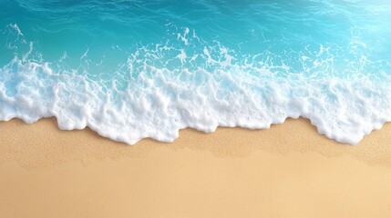 A beach scene with waves crashing on the sand