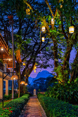 Van Vieng, Laos. Tourist promenade along the Mekong River. Travel in Asia © Alvov