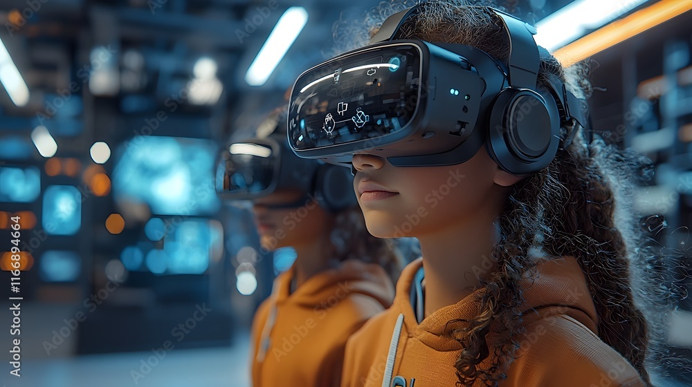 Poster innovative immersive vr platform blending gamified stem education with dynamic 3d puzzles and intera
