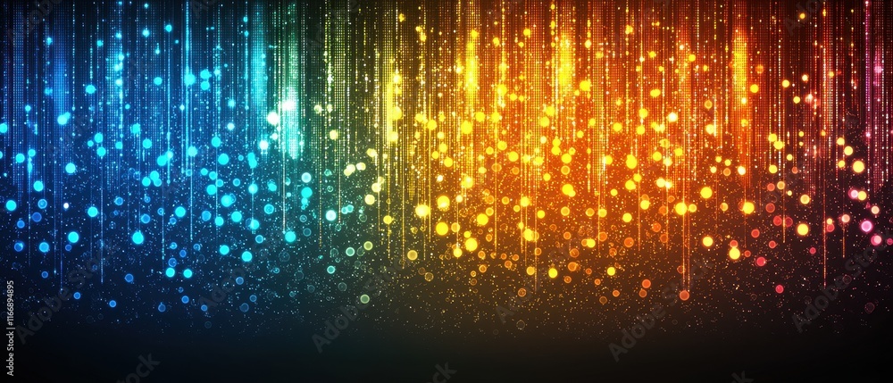 Poster abstract sparkling lights background colorful glowing circles and lines