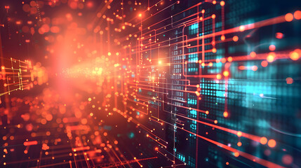 Naklejka premium Digital Technology Network Data and Communication Concept Abstract Background