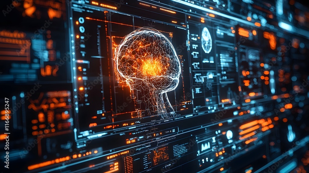Poster sleek and advanced ai powered medical imaging device featuring a futuristic diagnostic interface and