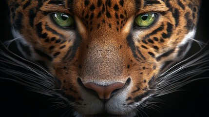 Obraz premium A close up of a leopard's face with green eyes