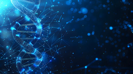 DNA biotechnology science background vector in blue futuristic style with blank space