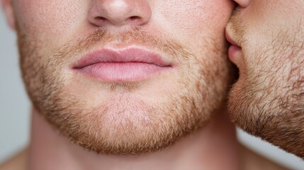 Obraz premium A close up of a man's face with his eyes closed