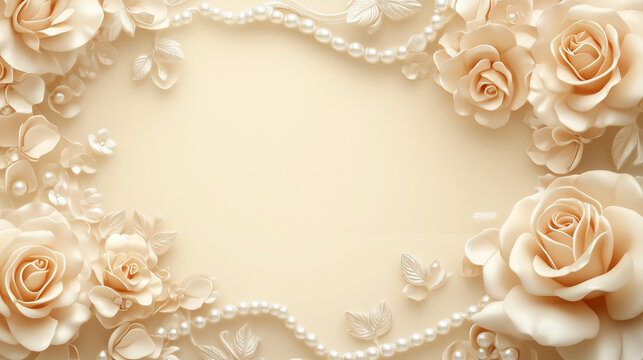 Cute roses and pearls background wallpaper