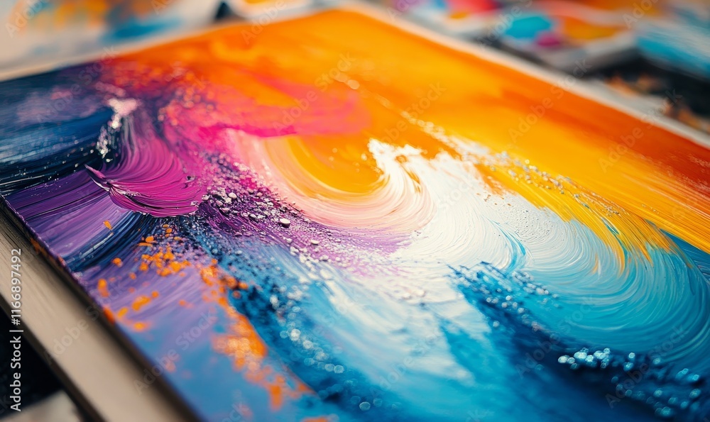 Poster acrylic gradients merge into vibrant surreal abstract designs., generative ai