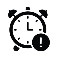 Clock with an exclamation mark indicating an alarm notification