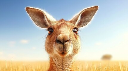 Obraz premium A kangaroo standing in a field of tall grass