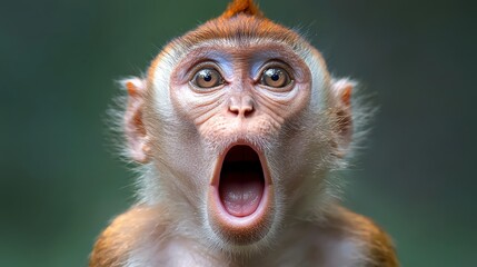 A monkey with its mouth open showing its teeth