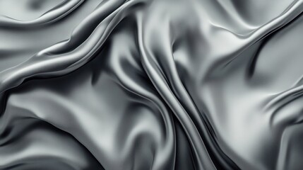 Obraz premium Draped Silver Silk Fabric Showing Soft Curves and Texture