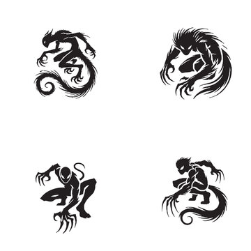 "Detailed Silhouette of a Nightcrawler Isolated on White Background in Monochrome"