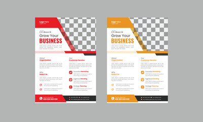 Modern A4 corporate creative clean business flyer design template layout for advertising and promotion growth. vector white background color circle design flyer template. unique image flyer inspire