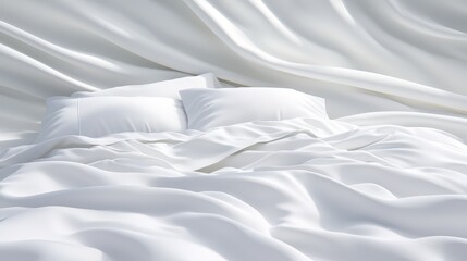 Obraz premium A bed with white sheets and pillows on top of it