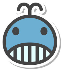 ステッカー風動物の単品アイコン　クジラ