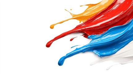 A group of red, white and blue paint splashes on a white background