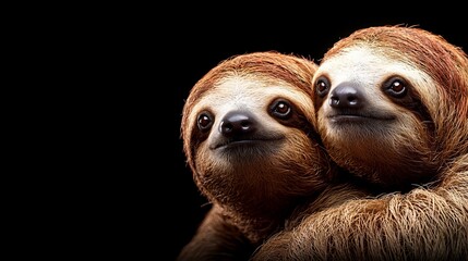 Fototapeta premium A couple of sloths that are hugging each other