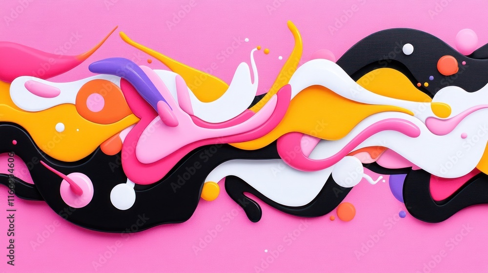 Poster abstract colorful design with flowing shapes on a vibrant background.