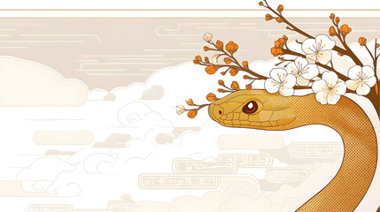 Artistic snake with floral design elements