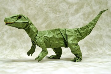 Green Origami Dinosaur Artwork Display