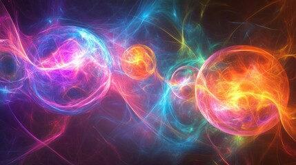Abstract Colorful Energy Orbs And Plasma Flow