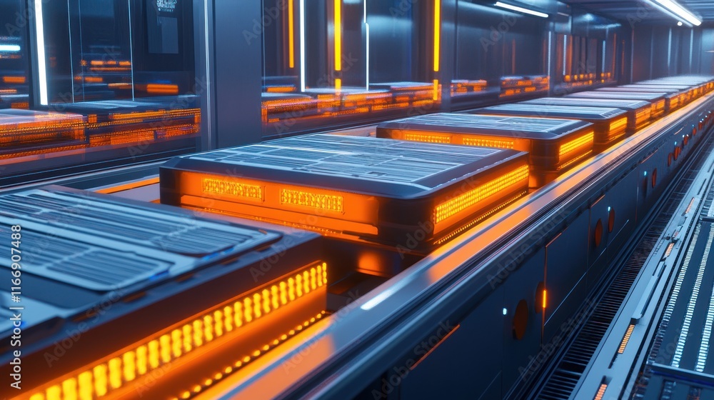 Poster automated battery production line modern factory technology