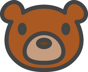 カラー動物の単品アイコン　クマ
