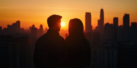 Fototapeta premium Love at Sunset in the City