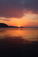 Fototapeta premium Beautiful sunset over the sea. Vladivostok.