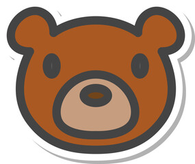 ステッカー風動物の単品アイコン　クマ