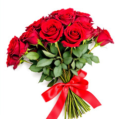 Beautiful red rose flower on white background