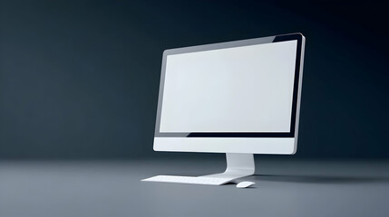 Modern computer screen mockup, blank display, dark studio background, website design, technology presentation.