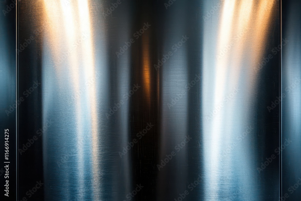 Poster shimmering metallic reflection minimalist design abstract art studio environment dynamic viewpoint m