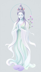 Elegant girl in a pink dress holding a bouquet of flowers, representing beauty, glamour, and grace in a wedding illustration