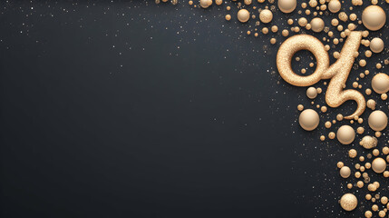 Golden percentage sign and spheres on dark background; ideal for sale banners or discount promotions.